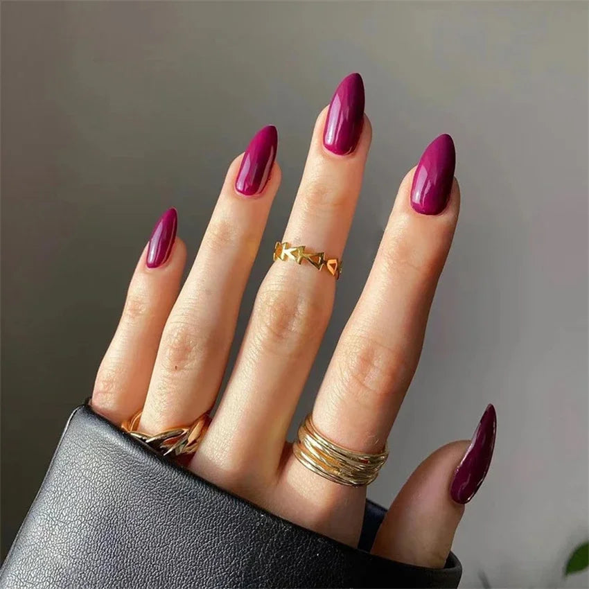 24pcs Artificial Nail Art Fake Nails Full Coverage Removable Ballet Short Press On Nails tips Chips Waterproof Solid Colour set