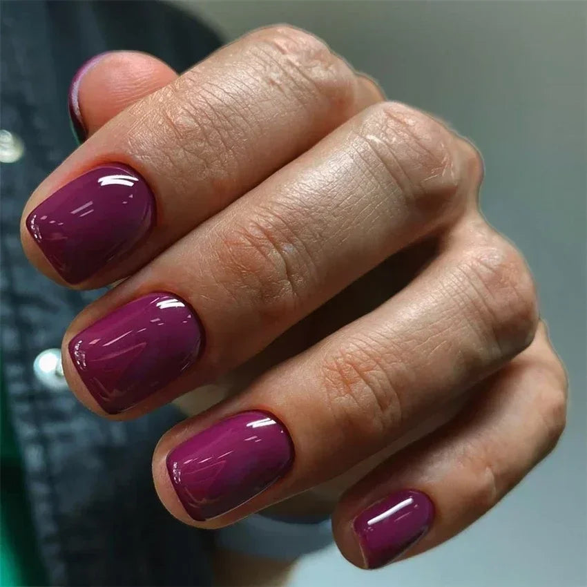 24pcs Artificial Nail Art Fake Nails Full Coverage Removable Ballet Short Press On Nails tips Chips Waterproof Solid Colour set