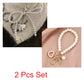ZAKOL White Bowknot Heart Keychain Women Sweet Charm Pearl Bow Backpack Key Ring Handmade Jewelry Ornament Bags Pendants Gif
