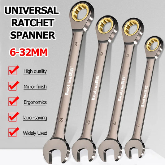1Pc Universal Torx Wrench Adjustable Torque 6-32mm Ratchet Spanner for Bicycle Motorcycle Car Repair Tools Mechanical Tool