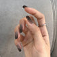 24ps/Box Long Ballerina Full Cover Artificial French False Nails Art Green Graffiti Color Blocking Gold Thread Fake Nail Tips