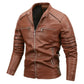 Vintage Black Brown Real Cowhide Genuine Leather Jacket Real Fur Men's Leather Jacket Bomber Men Leather Jacket Motorcycle Coat