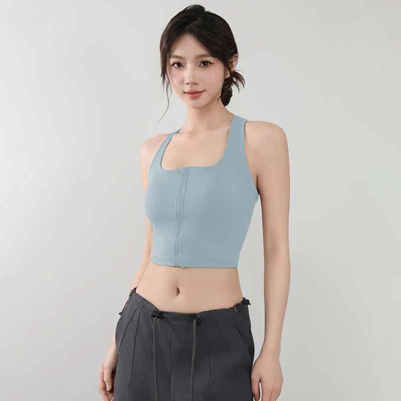 Women Fitness Underwear Yoga Bras cross Back Beauty Sports Bras Front Zippe Top Bra Sexy Breathable Underwear For Women Gym Top