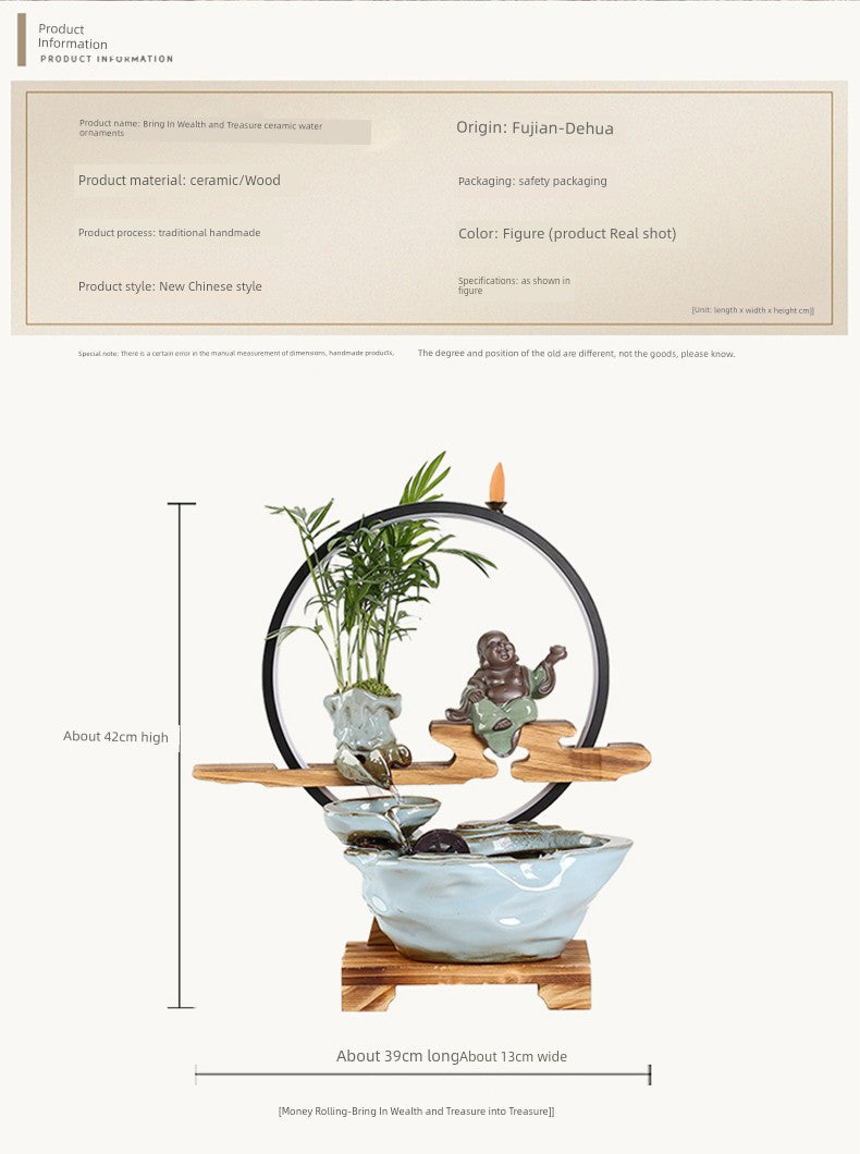 Bring In Wealth and Treasure Flowing Living Room Office Desk Surface Panel Flowing Water Ornaments