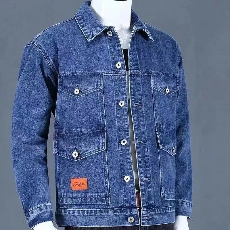 Denim Jackets Man Cargo Jeans Coat for Men Japanese Gray Overcoat Winter 2024 Lxury High Quality Cheap Price Stylish on Board G