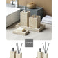 Beige Travertine Bathroom Accessories Set Natural Marble Soap Dispenser Soap Dish Reed Diffuser Vanity Tray Bathroom Set