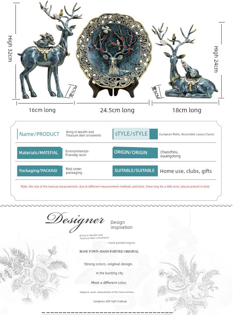European-Style Living Room TV Cabinet Deer Decoration Craft Gift