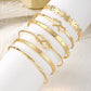 New Elegant Letter Love Bangle Gold Color Heart Flower Hollow Opening Bracelets Set Female Trendy Jewelry