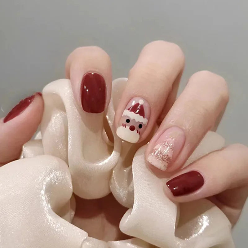 24Pcs Mid-length Ballet False Nails Cute Childlike Rainbow Press On Nails Iced Through Milk Tea Fake Nails Free Shipping Items