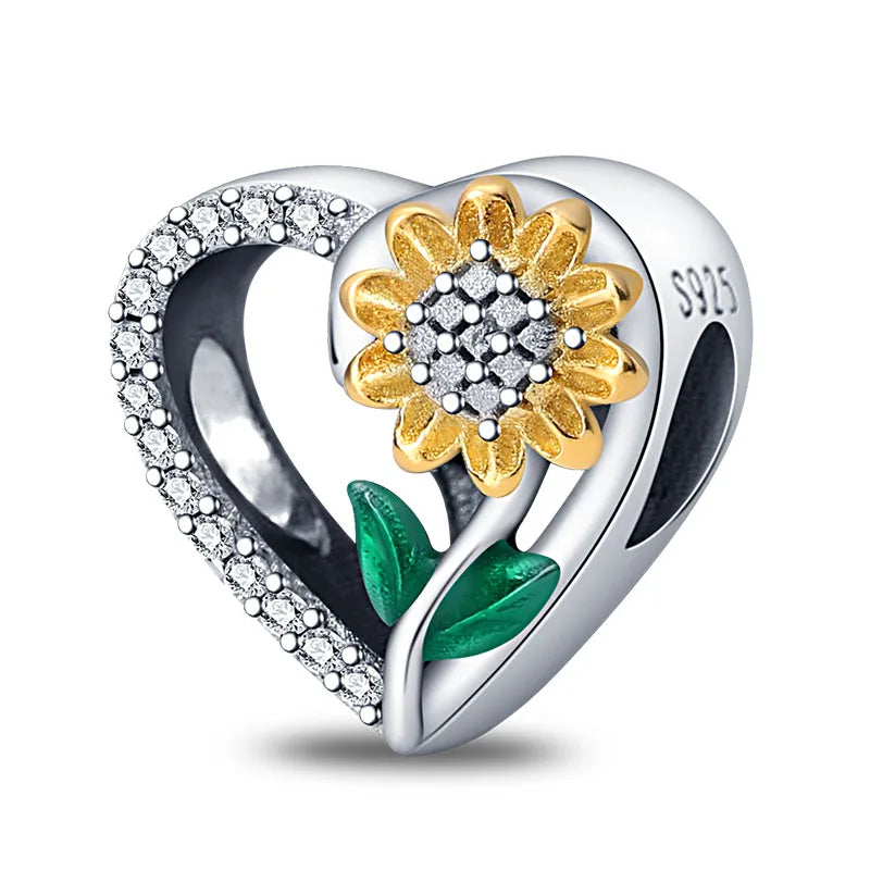 Fit Pandora 925 Original Bracelet 925 Silver Plate Flower Bird Series Charms Beads For Women Fashion DIY Jewelry Gifts Making