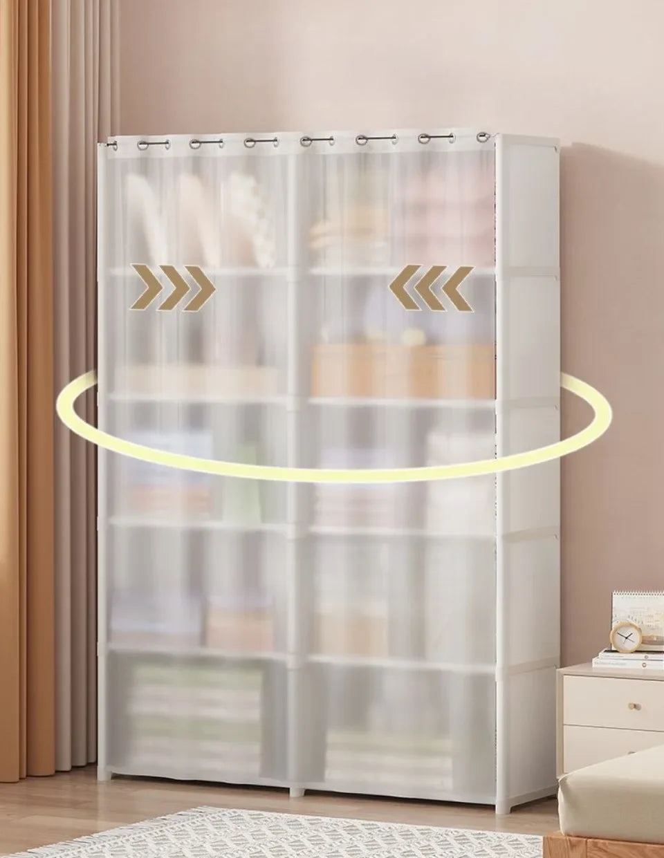 Dustproof Wardrobe Simple Cloth Wardrobe Organization Shelves Multipurpose Storage Rack High Capacity Furniture Closet Cabinet