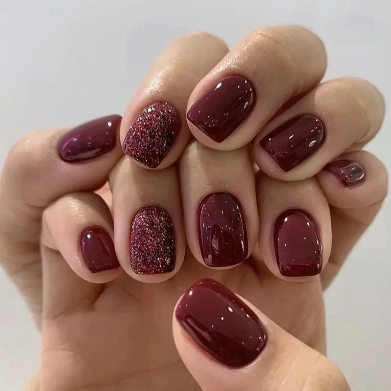 24pcs Short Square Fake Nails Colorful French False Nails Detachable Ballerina Full Cover Nails Tips Press on Nails