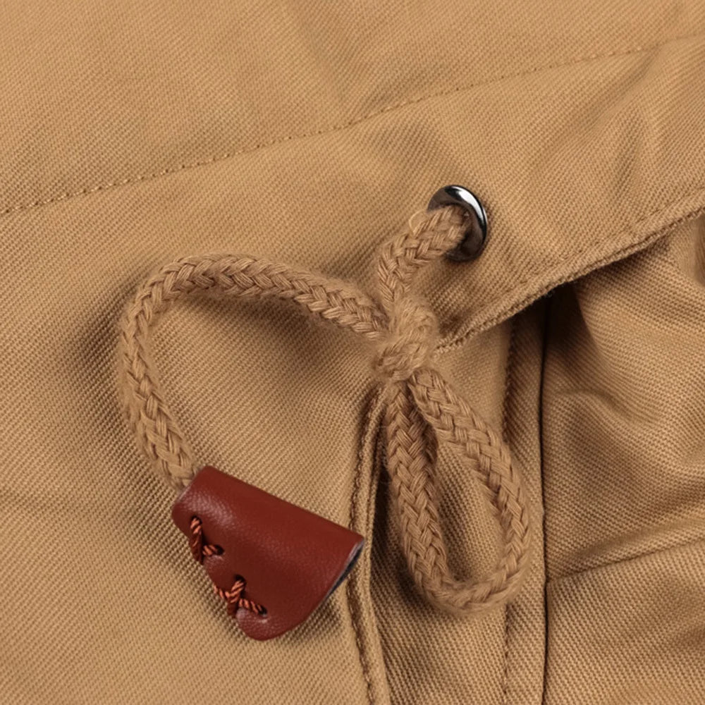 Men's Winter Jacket Hooded Casual Cotton Coat Retro Coat Men's Cotton Casual Fleece Long Jacket Men's Outdoor Tooling Coat