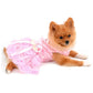 Pet Small Dog Wedding Dress with Bowknot Birthday Party Costume Satin Rose Pearls Girl Formal Dress for Puppy Dog Cat Tutu Dress