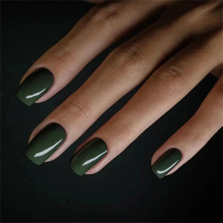 24pcs Artificial Nail Art Fake Nails Full Coverage Removable Ballet Short Press On Nails tips Chips Waterproof Solid Colour set