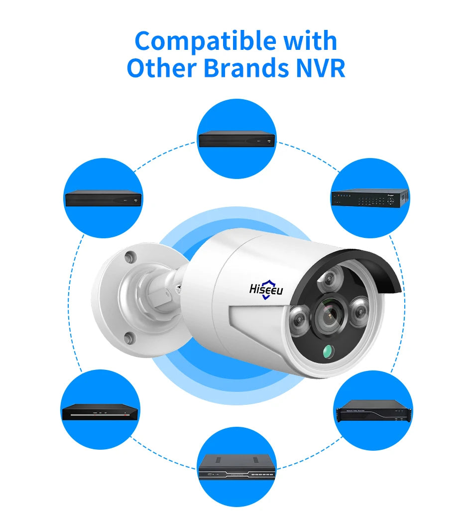 Hiseeu 5MP Audio IP Security Surveillance Camera POE H.265 Outdoor Waterproof IP66 CCTV Camera P2P Video Home for POE NVR