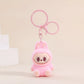 Sitting Labubu Doll Keychain External Implantation Fluff Pvc  Phone Ornaments Bag Charms Car Keychain Christmas Gifts