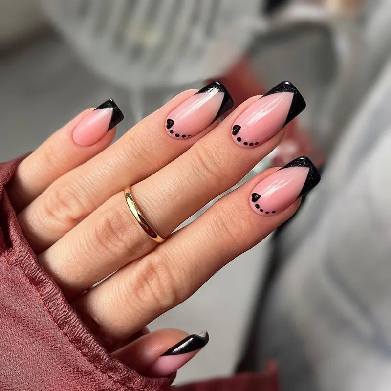 24Pcs Long Ballet Press On Nail Art Wearing Manicure Glitter Point Drill False Nails Removable Full Cover Artificial Fake Nails
