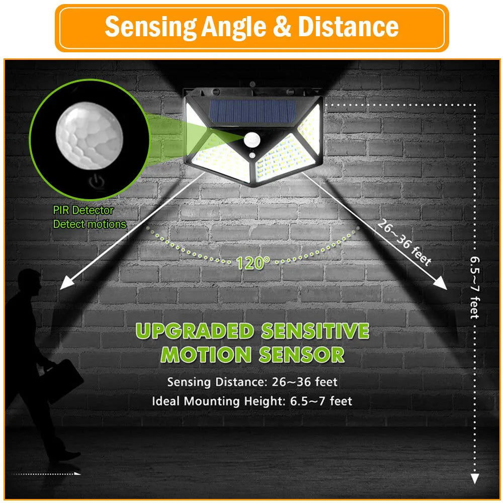 1/2/4/6/10PCS 100 LED Solar Wall Lamp 4 Sides Luminous With Motion Sensor Outdoor Garden Courtyard Waterproof Wall Lights Gifts
