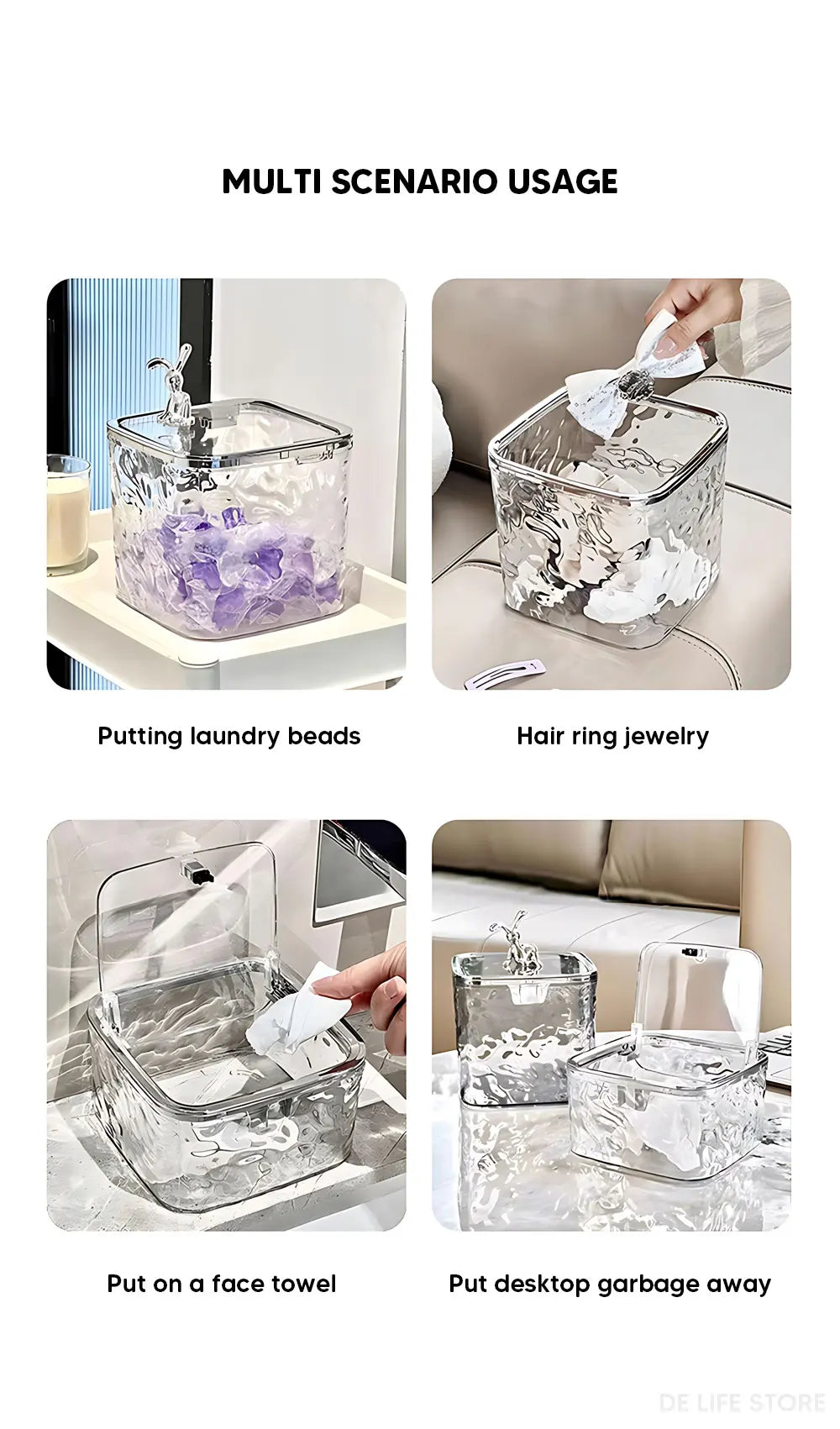 Laundry Powder Container Laundry Pods Organizer Washing Capsules Holder Cotton Swab Organization with Lid Desktop Storage Box
