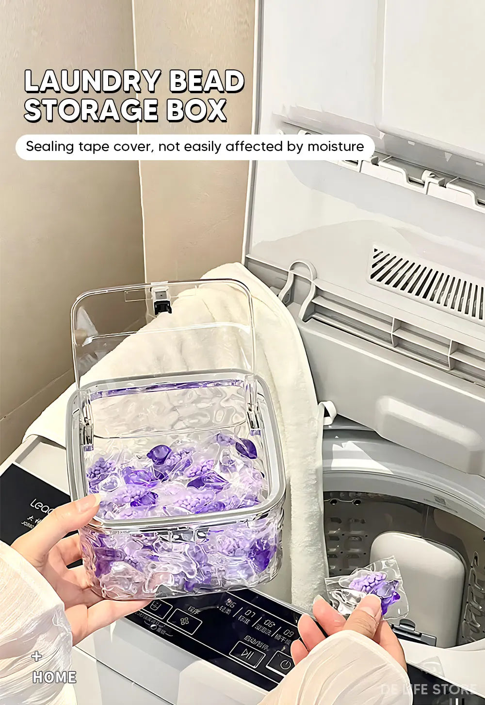 Laundry Powder Container Laundry Pods Organizer Washing Capsules Holder Cotton Swab Organization with Lid Desktop Storage Box