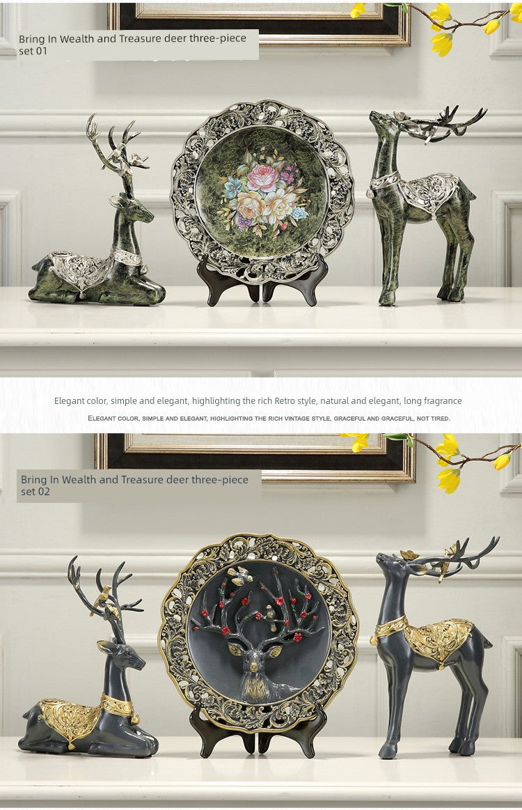 European-Style Living Room TV Cabinet Deer Decoration Craft Gift