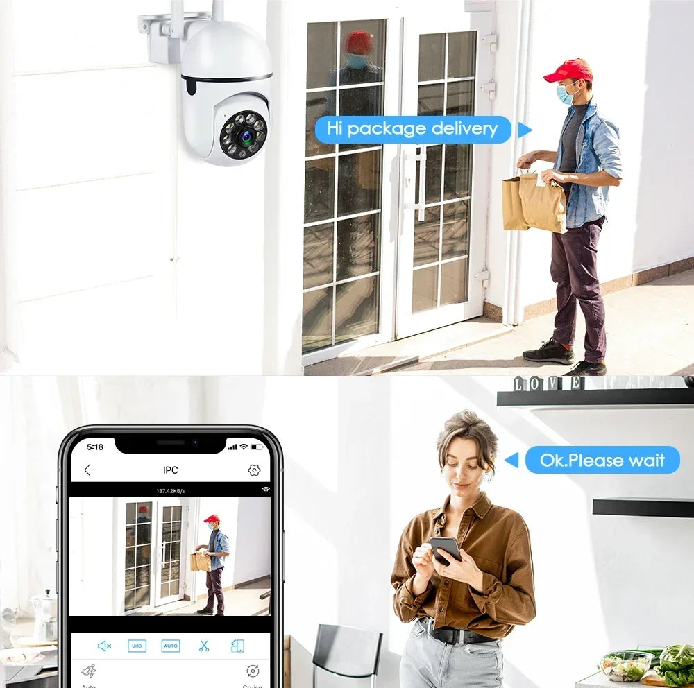 8MP WiFi Camera 4x Digital Zoom Full Color Night Vision PTZ CCTV Security Surveillance IP Camera Outdoors Wireless Video monitor