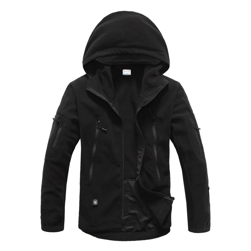 Fleece Hooded Camouflage Jacket Men Women Multi-Pockets Coat Outdoor Trekking Hiking Climbing Camping Tooling Clothes S-4XL