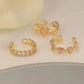 3 Pcs/set Love Heart Rings For Women Girls Light Luxury Rhinestone Opening Ring Sweet Finger Ring Wedding Party Accessories