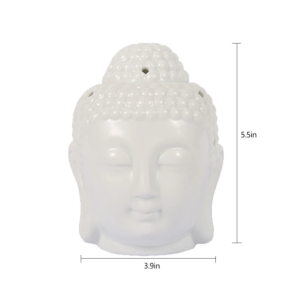 Ceramic Buddha Head Aromatherapy Oil Burner Aroma Essential Oil Diffuser Indian Buddha Tibetan Incense Burner Tealight Holders
