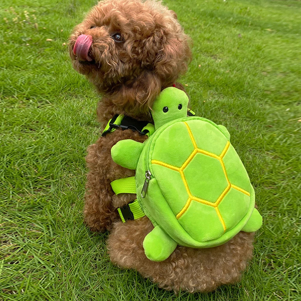 Durable Pet Self Carry Backpack Turtle Shape Bag Adjustable Belt Puppy Backpack Cartoon Portable Harness Dog Outdoor Snack Bag