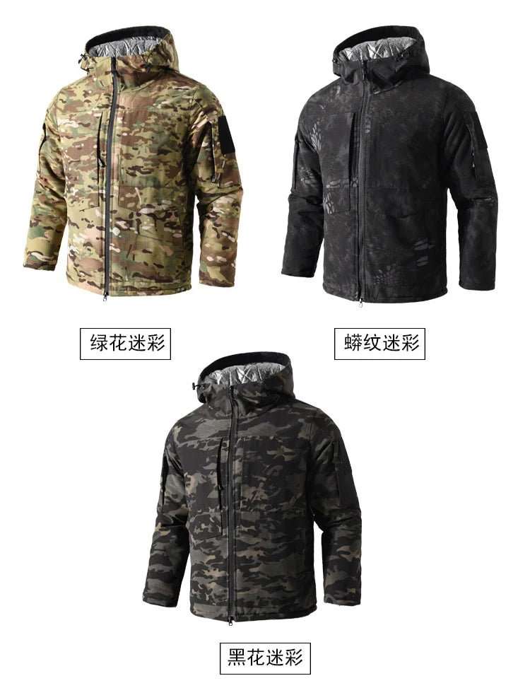 Men Heating Tactical Jacket Autumn Winter Warm Hooded Cotton Coat Camouflage Padded Clothes Outdoor Thermal Hiking Sports Jacket