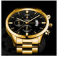 2023 Fashion Men Gold Stainless Steel Watch Luxury Calendar Quartz Wrist Watch Mens Business Watches for Man Clock Reloj Hombre