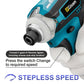 588N.m Cordless Brushless Impact Driver Kit Cordless Drill Electric Screwdriver 4-Speed 1/4‘’ 3 LED Light for Makita 18V Battery