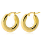 Surgical Steel Gold Color Tone Women Fat Chunky Earrings Stainless Wives Round Smooth Thick Hoops Statement Jewelry 20mm/25mm