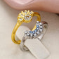 2pc/set Summer Couple Ring Set Sky Blue Sparkling Moon and Sun Ring 2023 New Women's Stackable Finger Set Engagement Jewelry