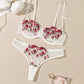 Night Beautiful Sexy Women 2 Piece floral Embroidery Underwear Sexy Erotic lingerie underwear Set
