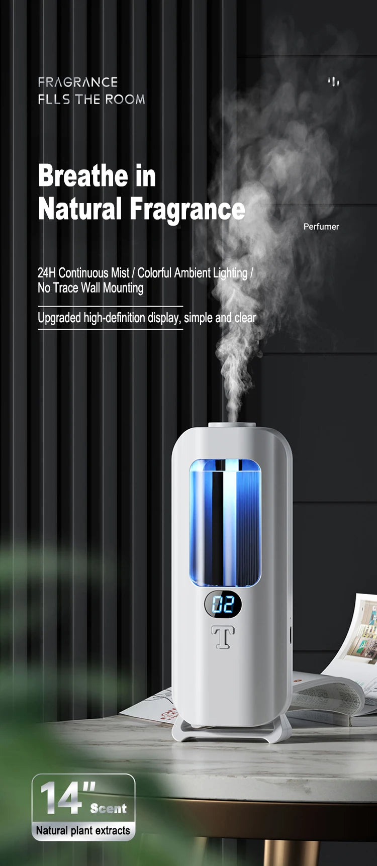 Rechargeable Aromatic Diffuser 5 Modes Essential Oil Diffuser Machine Homemade Perfume Diffuser for Home Car Room Fragrance