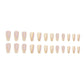 24Pcs Medium Long Ballet Fake Nails Art Flat Head Gold Line Frosted False Nails Press on Full Cover Removable Stick on Nail Tips