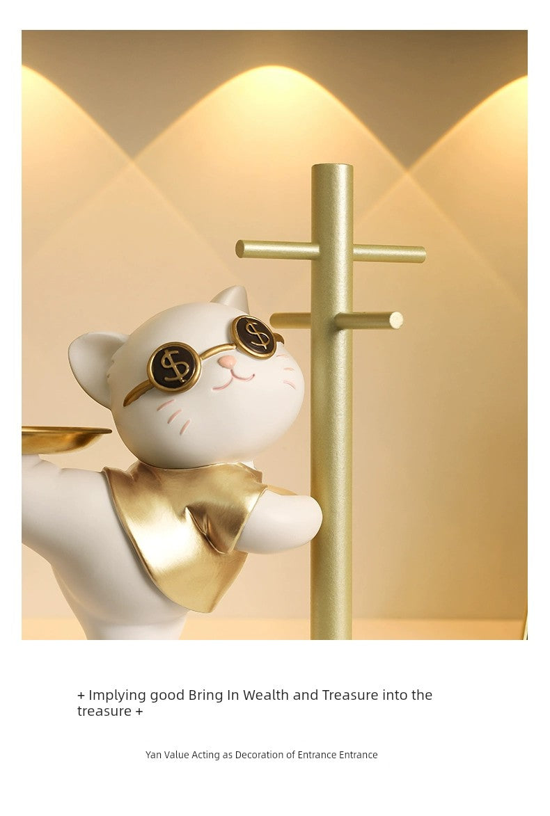 Key Storage Decoration Home Tray Moving Fortune Cat