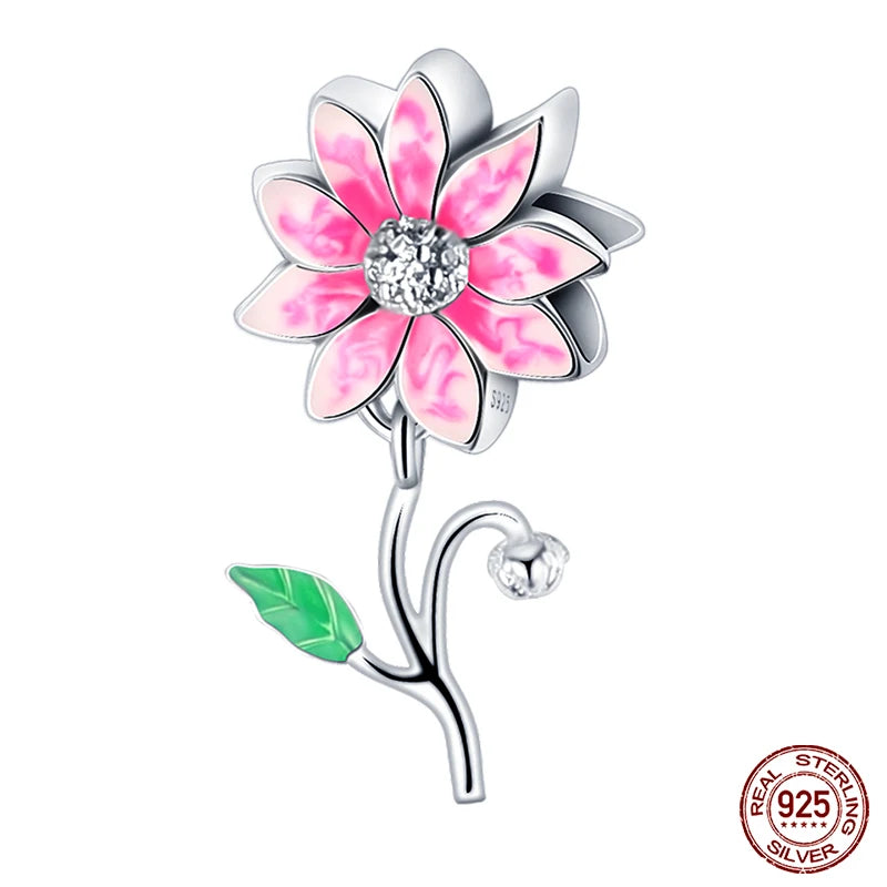 Fit Pandora 925 Original Bracelet 925 Silver Plate Flower Bird Series Charms Beads For Women Fashion DIY Jewelry Gifts Making