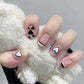 24Pcs Mid-length Ballet False Nails Cute Childlike Rainbow Press On Nails Iced Through Milk Tea Fake Nails Free Shipping Items