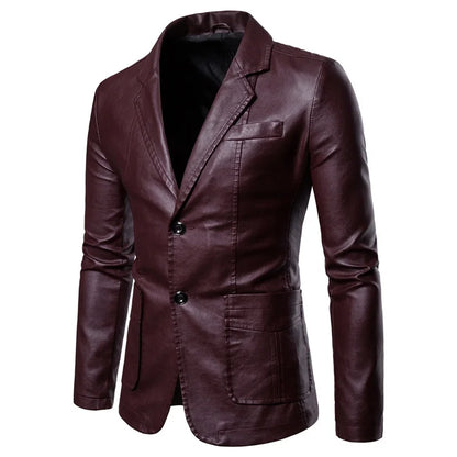 2024 Men Slim Autumn New Causal Vintage Leather Jacket Coat Men Design Motorcycle Biker Zipper Pocket PU Leather Jacket Coat