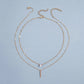 Multi-layer Five-pointed Star Heart Shape Water Drop Pendant Chain Necklace Alloy Material Glass Collarbone Chain Sexy Women's