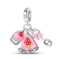 925 Silver Charms Beads Fit 3mm Original Bracelet Game Machine Box Afternoon Tea Dessert Romantic Pink Pendant DIY Jewelry