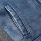 2023 New Leather Jacket Men's Single-Breasted Denim Blue Retro Old Motorcycle Leather Jacket Slim-Fit Lapel Coat