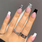 24Pcs Medium Long Ballet Fake Nails Art Flat Head Gold Line Frosted False Nails Press on Full Cover Removable Stick on Nail Tips