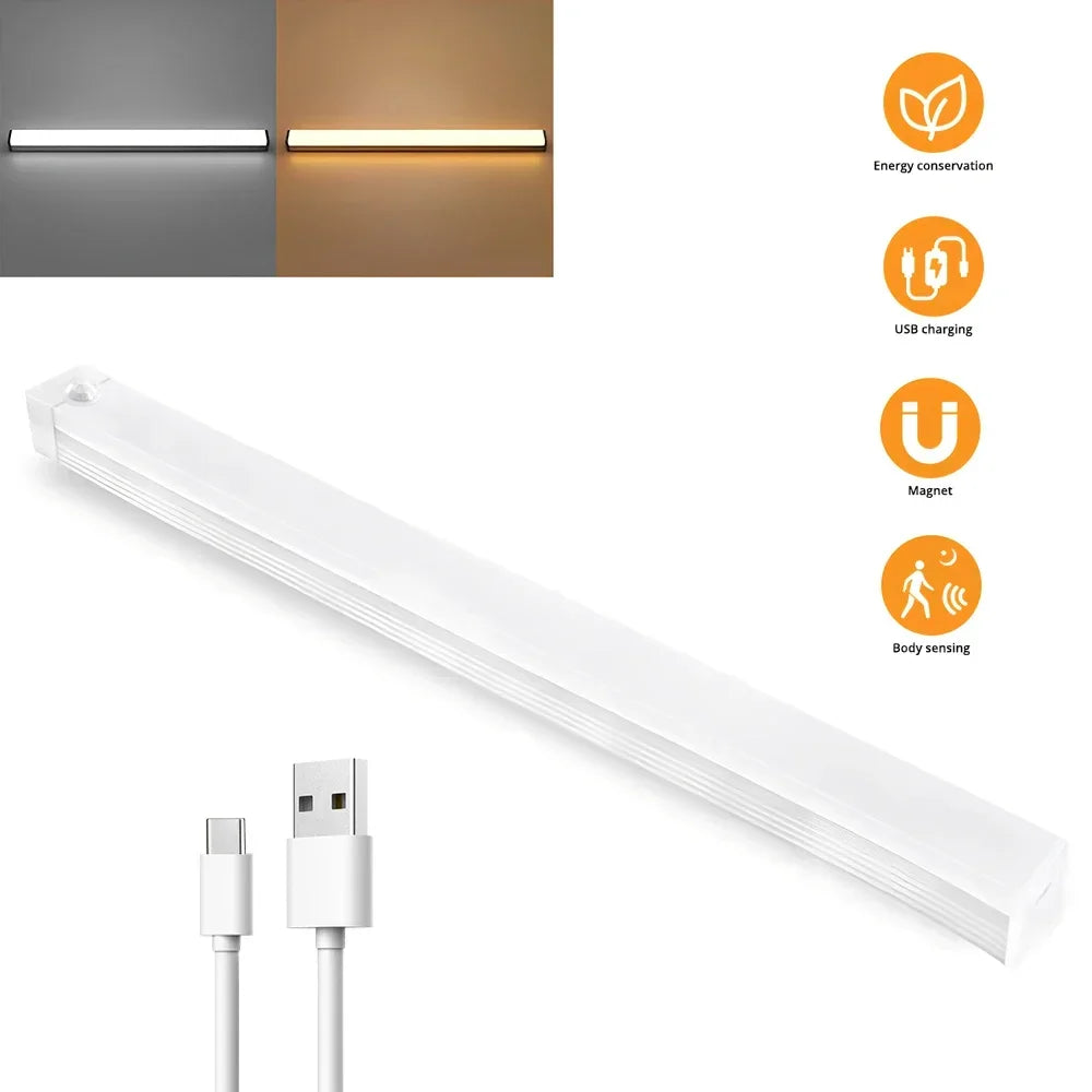 Motion Sensor Night Lights Wireless LED Lamp USB Rechargeable Magnetic For Wardrobe Room Closet Kitchen Aisle Tube Detector Bulb