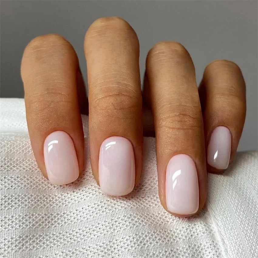 24pcs Artificial Nail Art Fake Nails Full Coverage Removable Ballet Short Press On Nails tips Chips Waterproof Solid Colour set