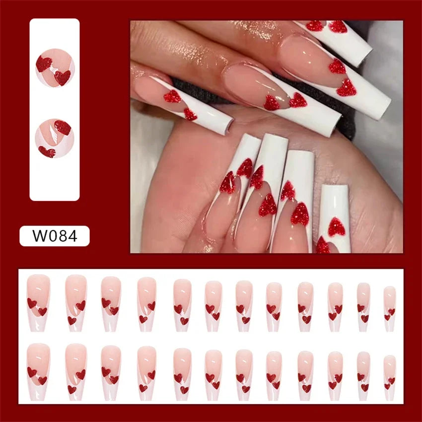 24p Artificial Acrylic Nail Art Fake Nails Full Coverage Removable Pressing Nail Tips Lotus Root Pink Leopard Print False Nails